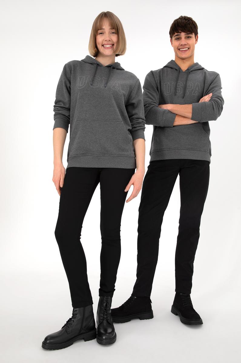 Erkek Regular Fit Kapüşonlu Antrasit Melanj Basic Sweatshirt
