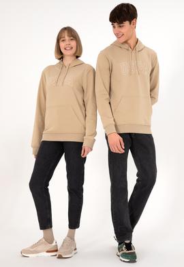 Erkek Regular Fit Kapüşonlu Kum Basic Sweatshirt - 50295175099