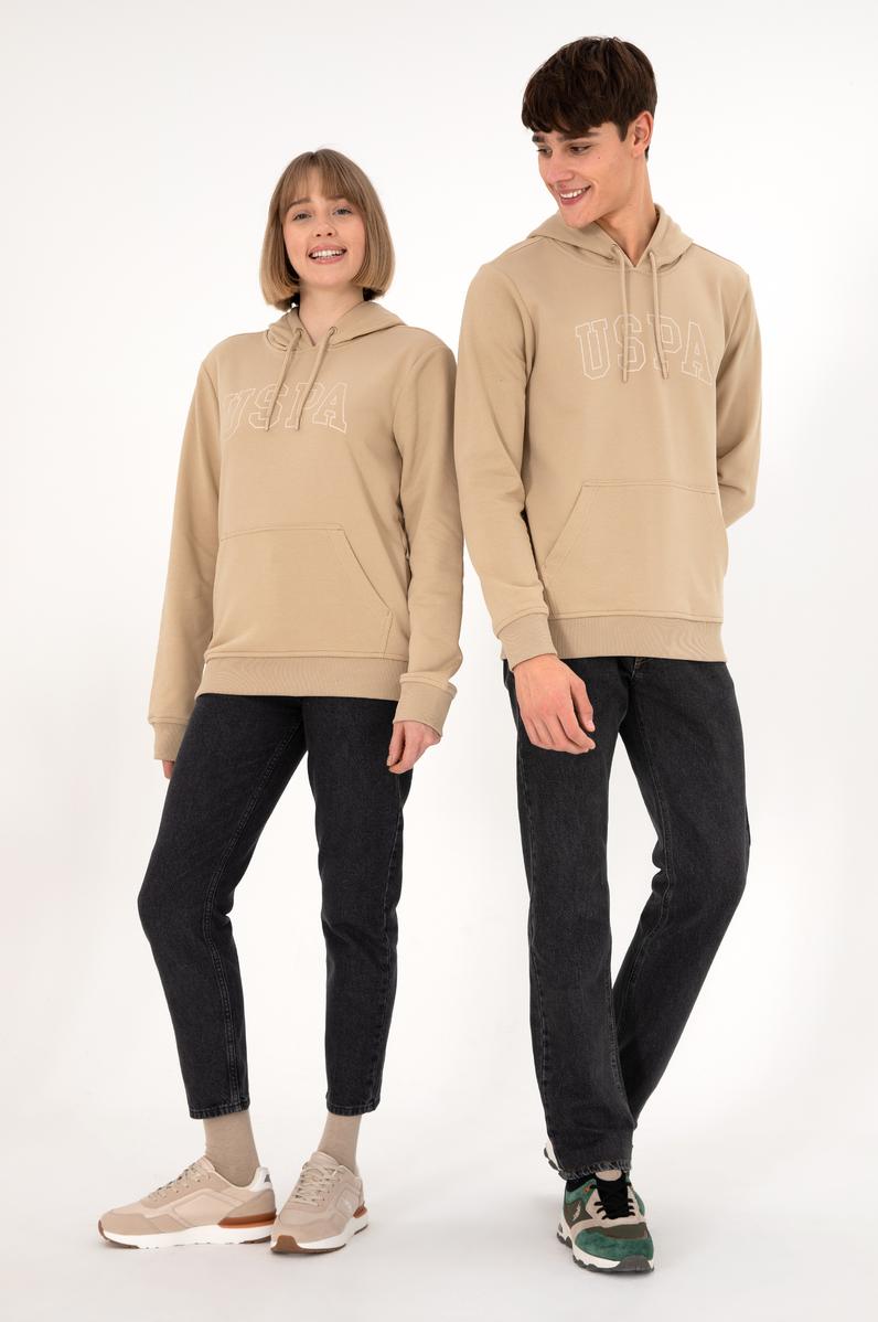 Erkek Regular Fit Kapüşonlu Kum Basic Sweatshirt