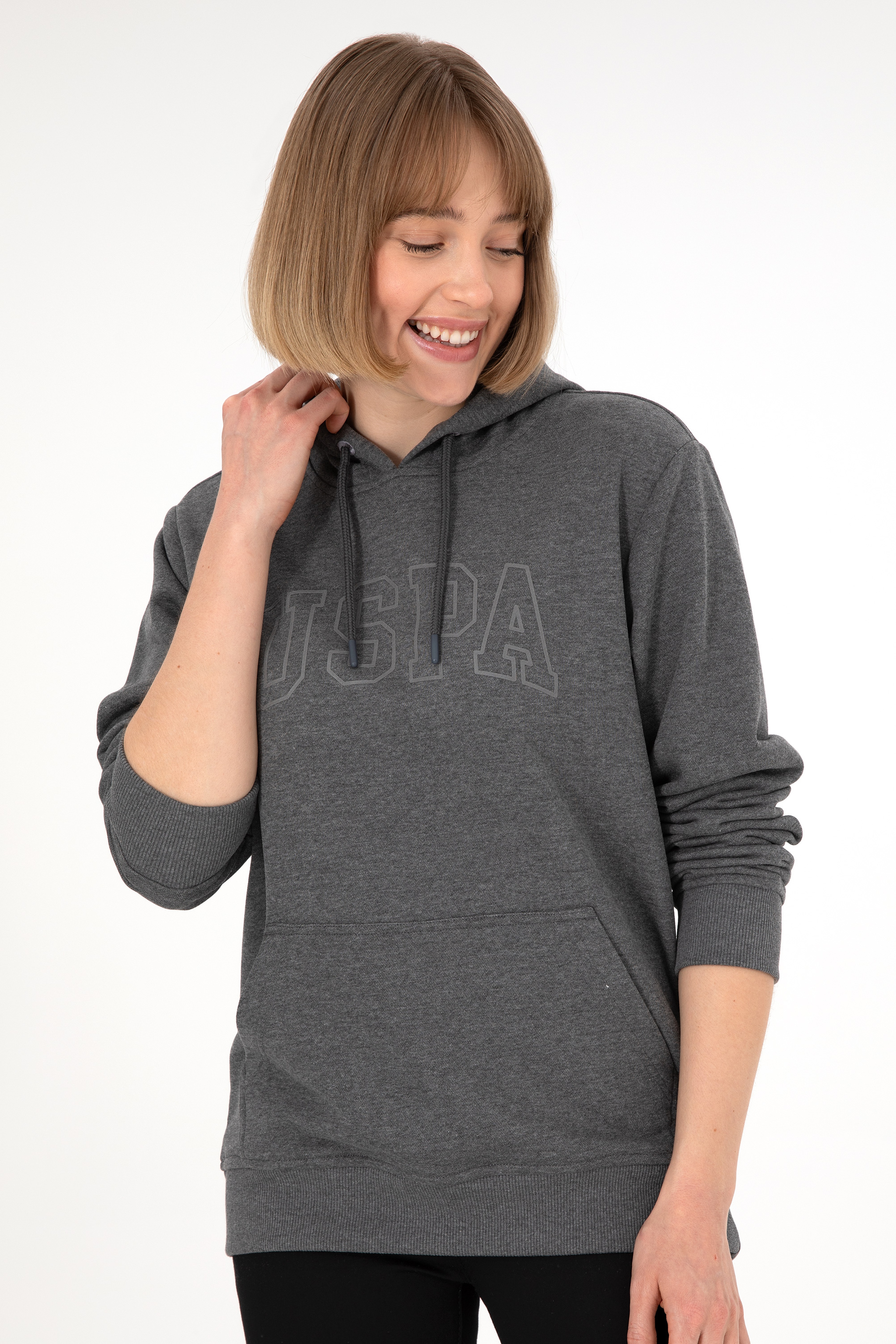 Erkek Regular Fit Kapüşonlu Antrasit Melanj Basic Sweatshirt