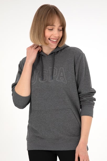 Erkek Regular Fit Kapüşonlu Antrasit Melanj Basic Sweatshirt