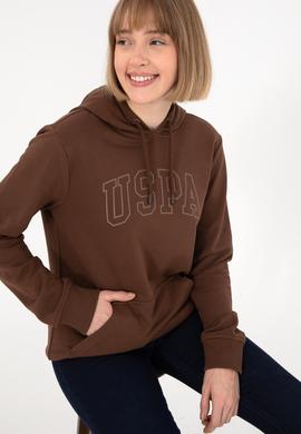 Erkek Regular Fit Kapüşonlu Kahverengi Basic Sweatshirt - 50295175016