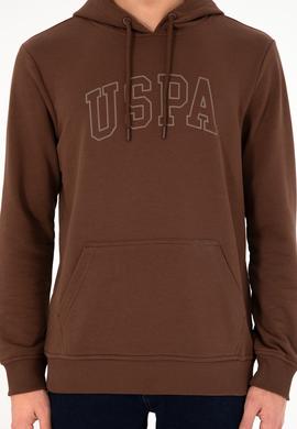 Erkek Regular Fit Kapüşonlu Kahverengi Basic Sweatshirt - 50295175016