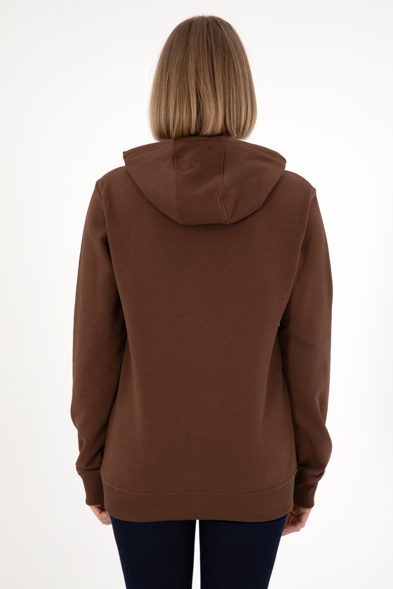 Erkek Regular Fit Kapüşonlu Kahverengi Basic Sweatshirt - 50295175016