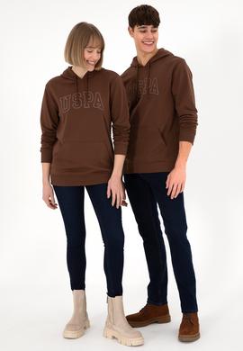 Erkek Regular Fit Kapüşonlu Kahverengi Basic Sweatshirt - 50295175016