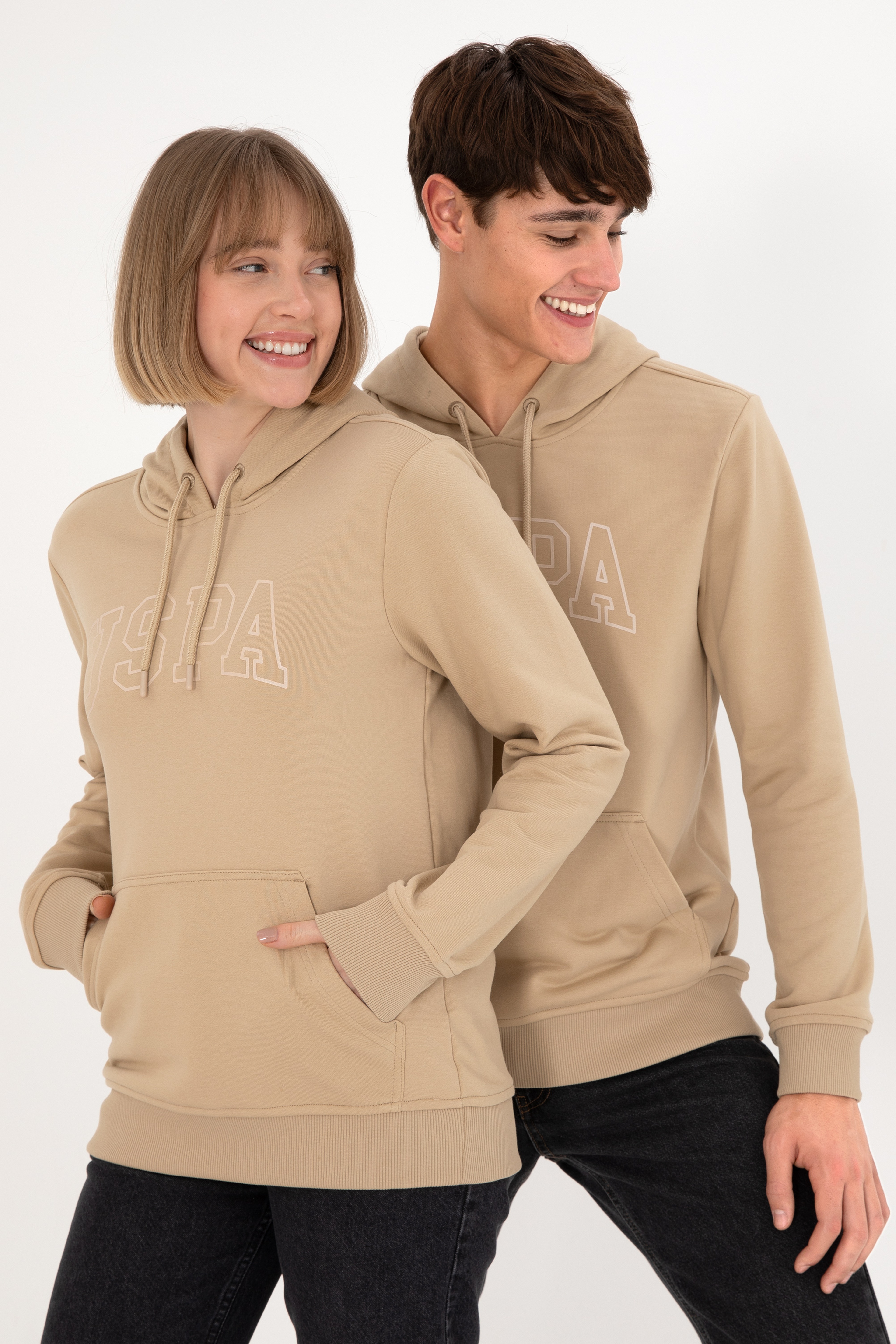 Erkek Regular Fit Kapüşonlu Kum Basic Sweatshirt - Image 2