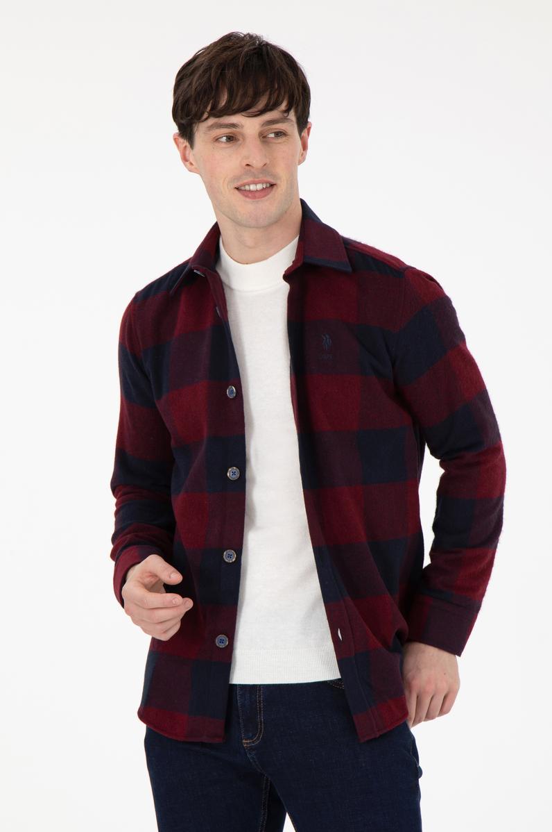 Erkek Bordo Uzun Kollu Gömlek