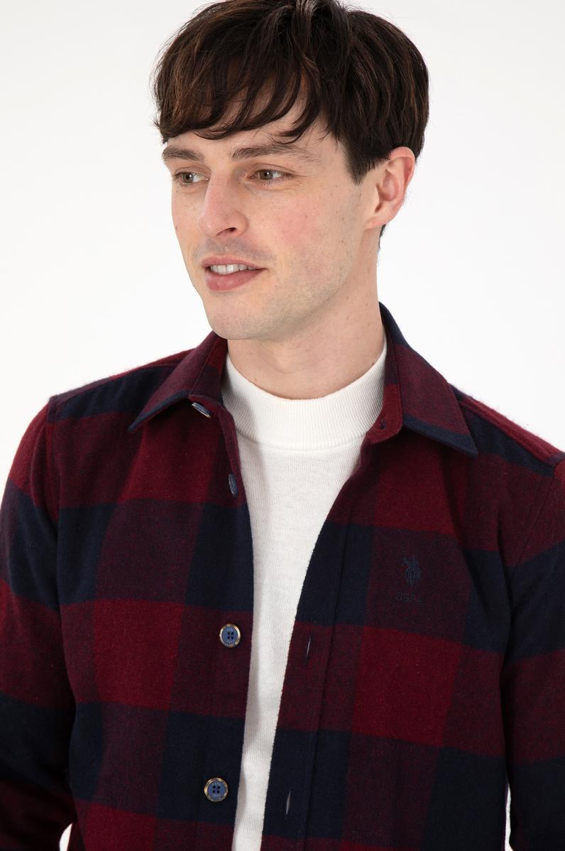 Erkek Bordo Uzun Kollu Gömlek