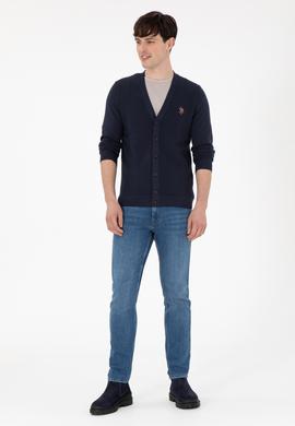 Erkek Lacivert Basic Triko Hırka - 50288878006