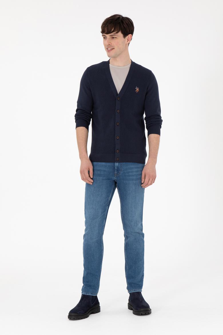 Erkek Lacivert Basic Triko Hırka - 50288878006