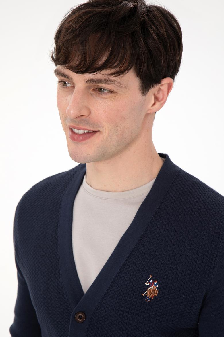 Erkek Lacivert Basic Triko Hırka - 50288878006