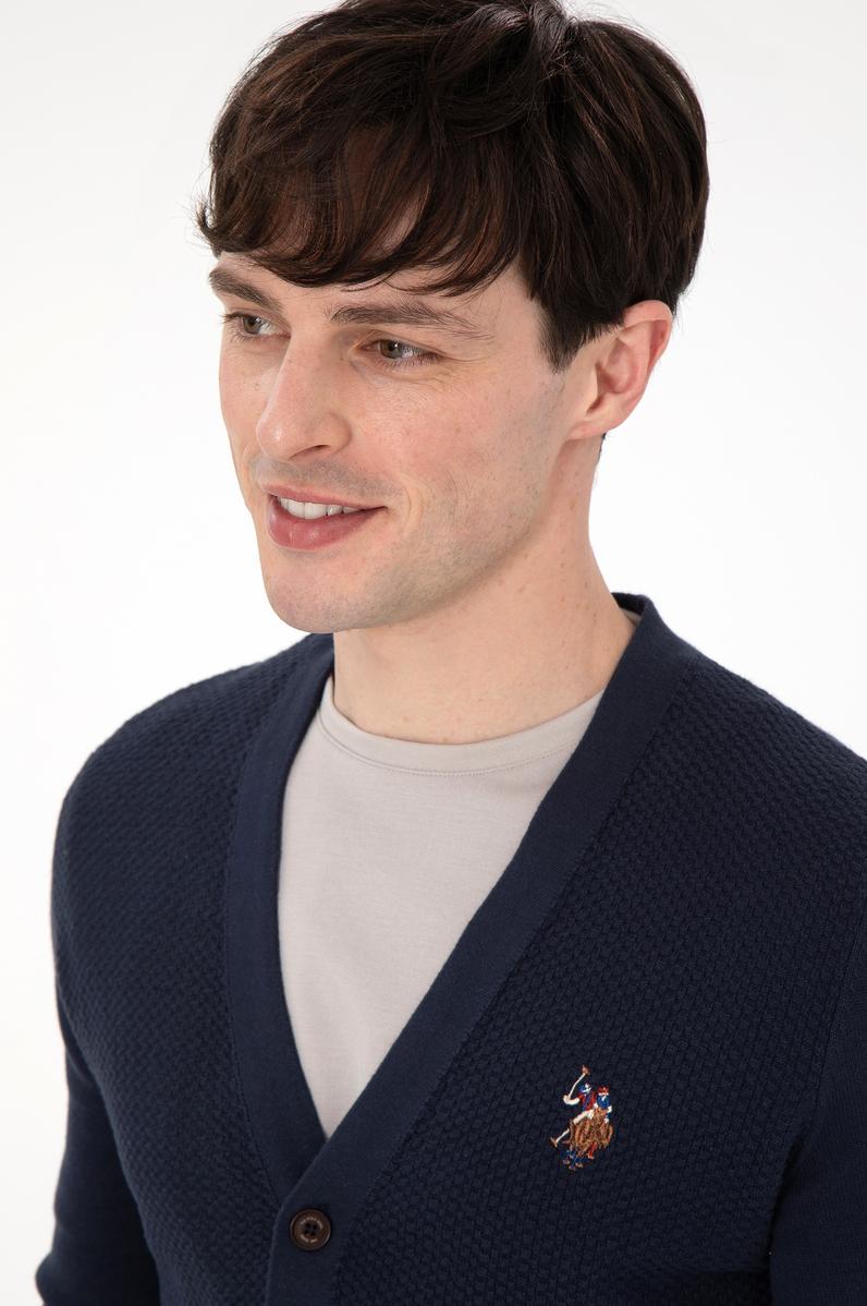 Erkek Lacivert Basic Triko Hırka