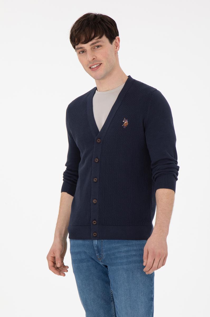 Erkek Lacivert Basic Triko Hırka