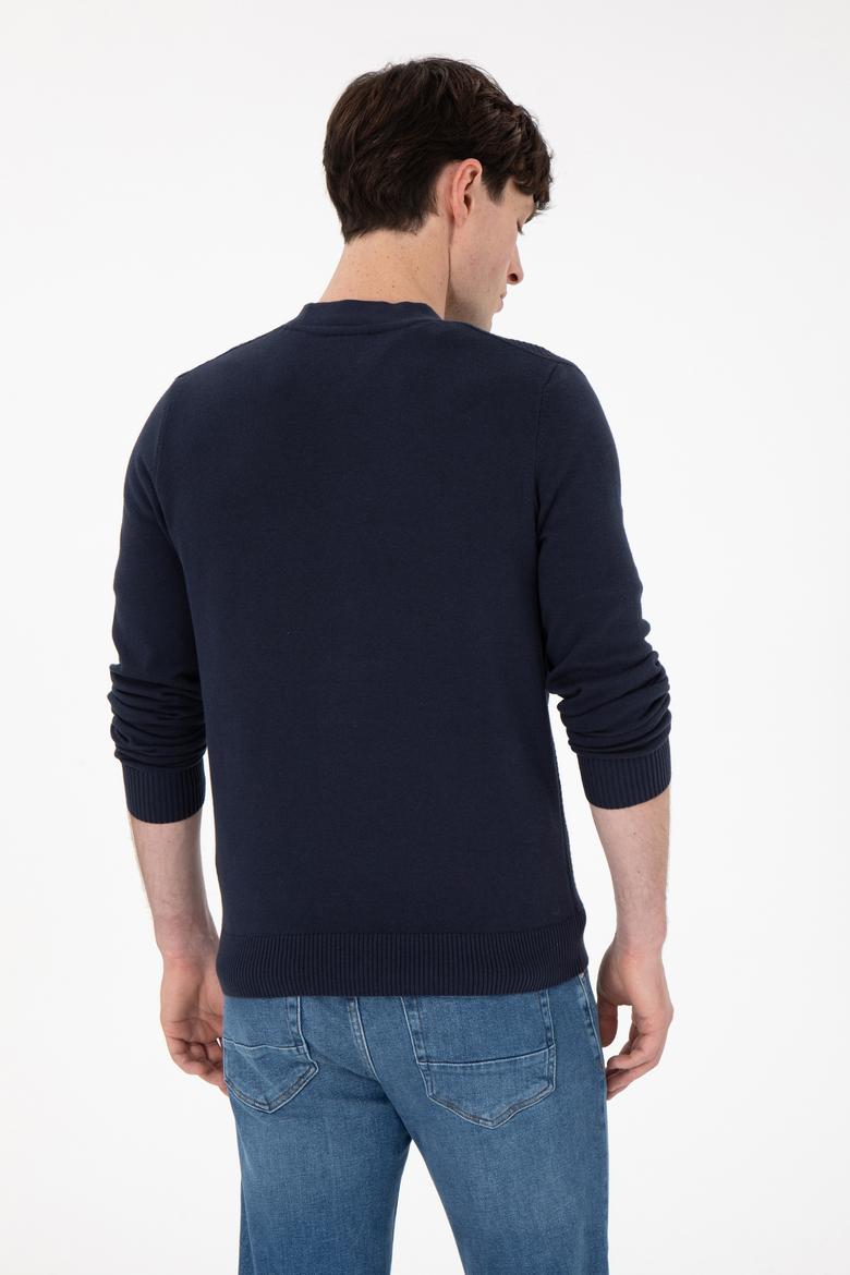 Erkek Lacivert Basic Triko Hırka - 50288878006