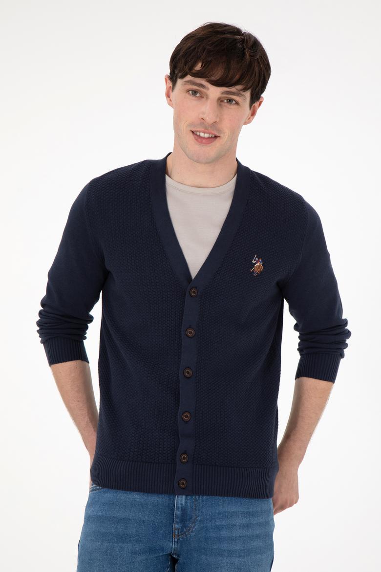 Erkek Lacivert Basic Triko Hırka - 50288878006