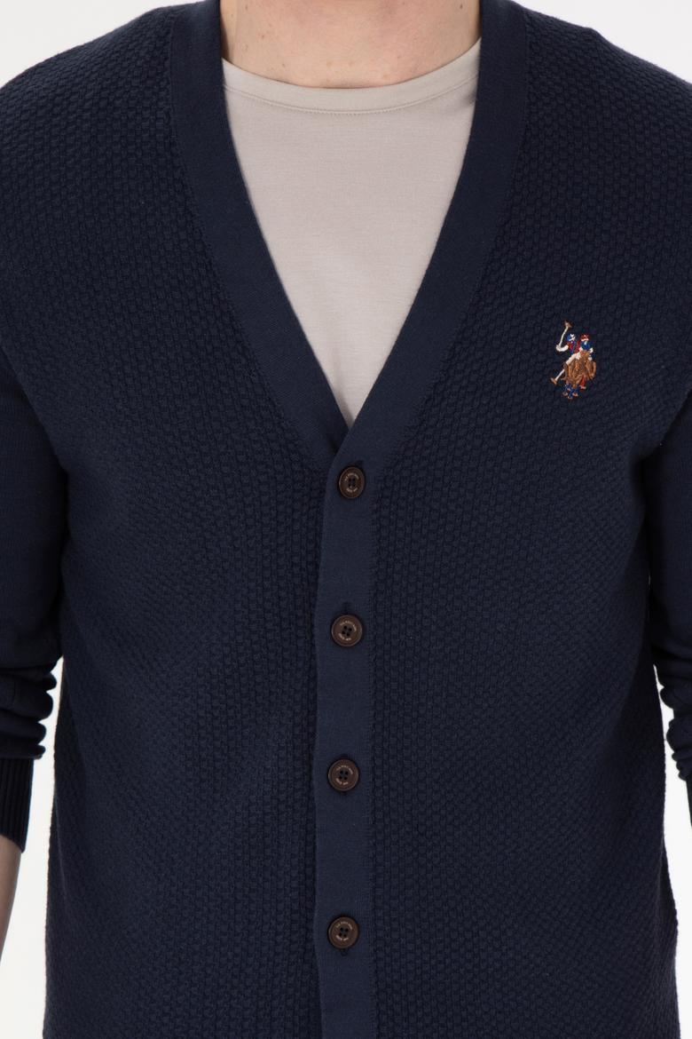 Erkek Lacivert Basic Triko Hırka - 50288878006