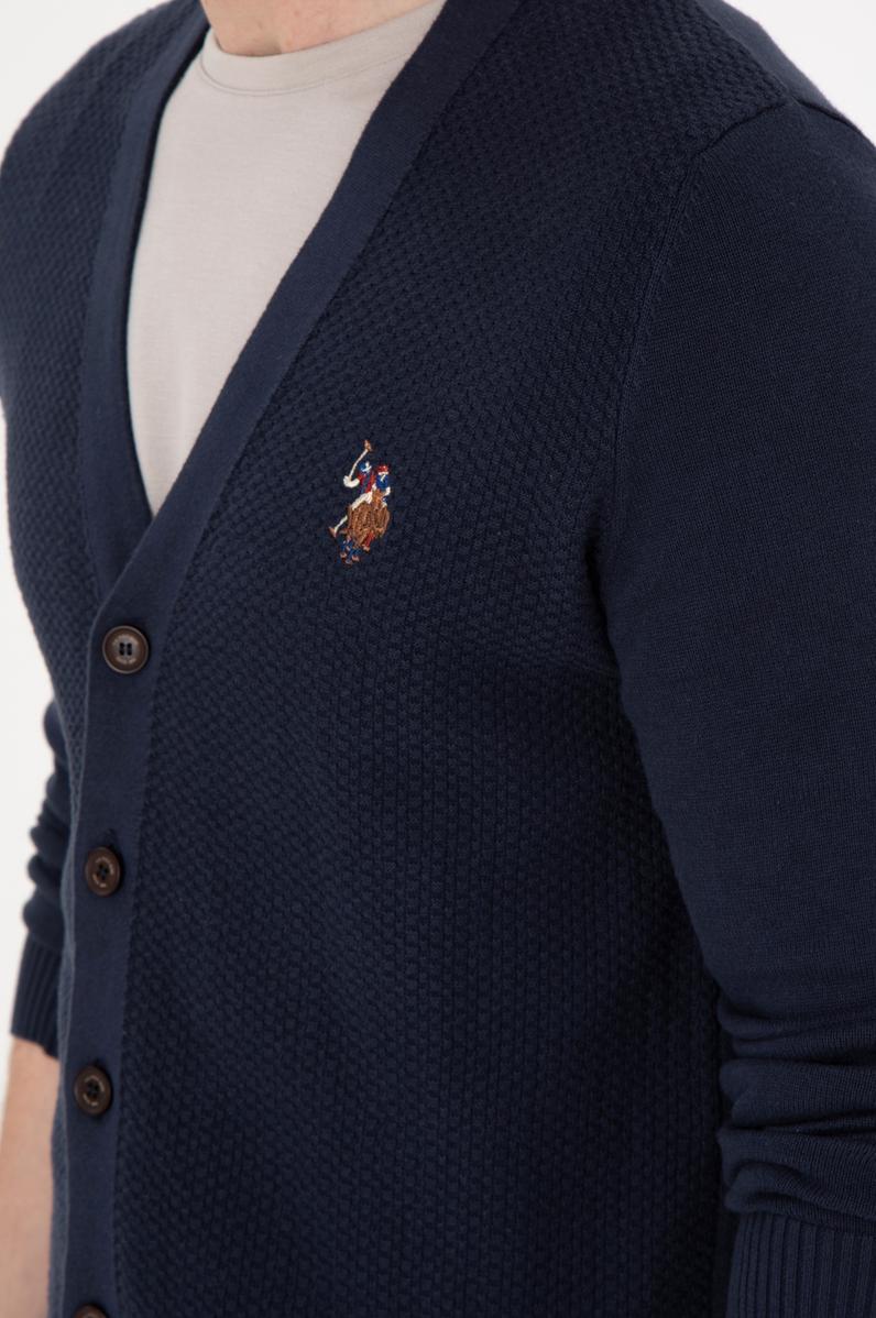 Erkek Lacivert Basic Triko Hırka