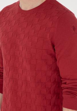 Erkek Slim Fit Bisiklet Yaka Vişne Basic Kazak - 50288882059