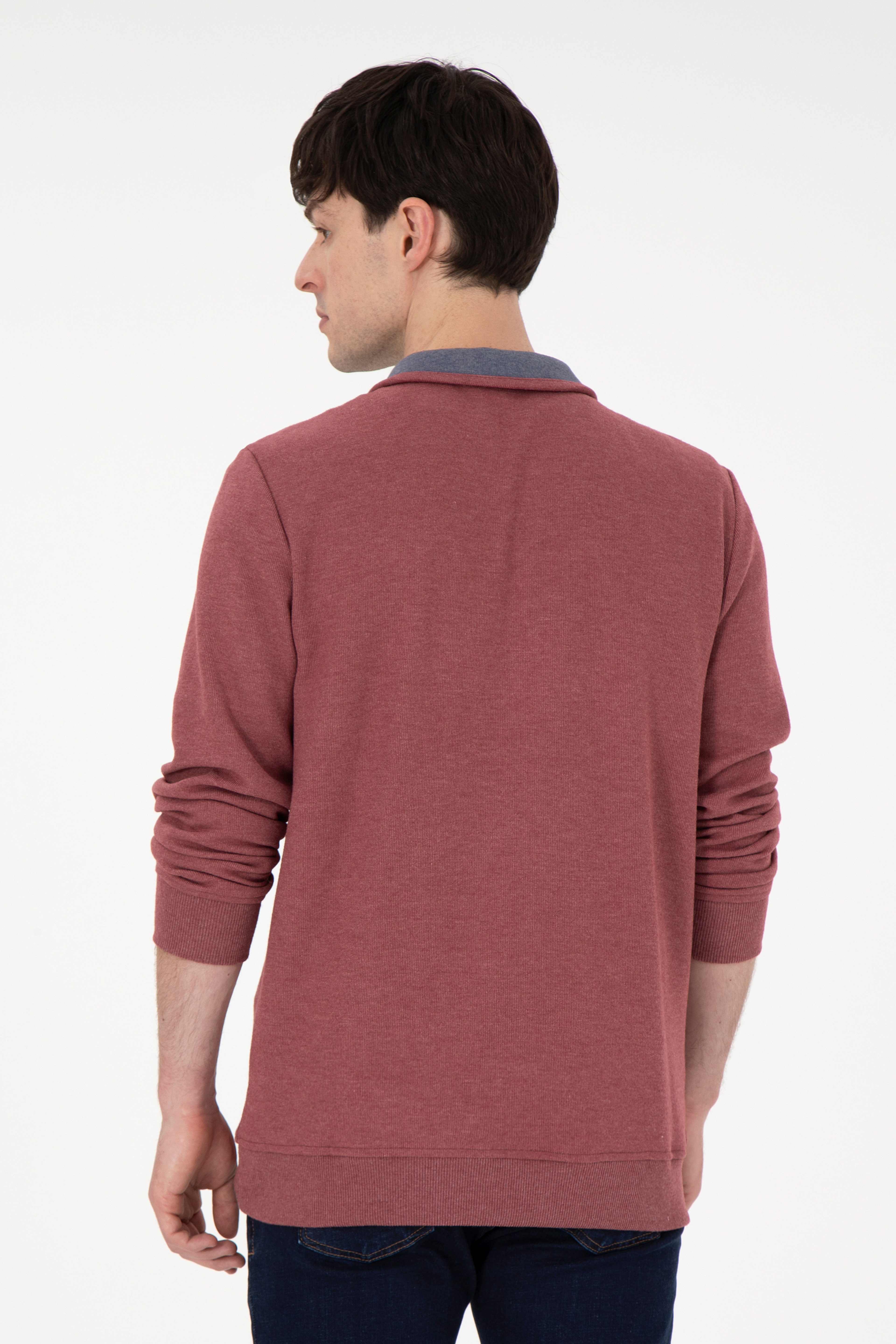 Erkek Bordo Sweatshirt - Image 5