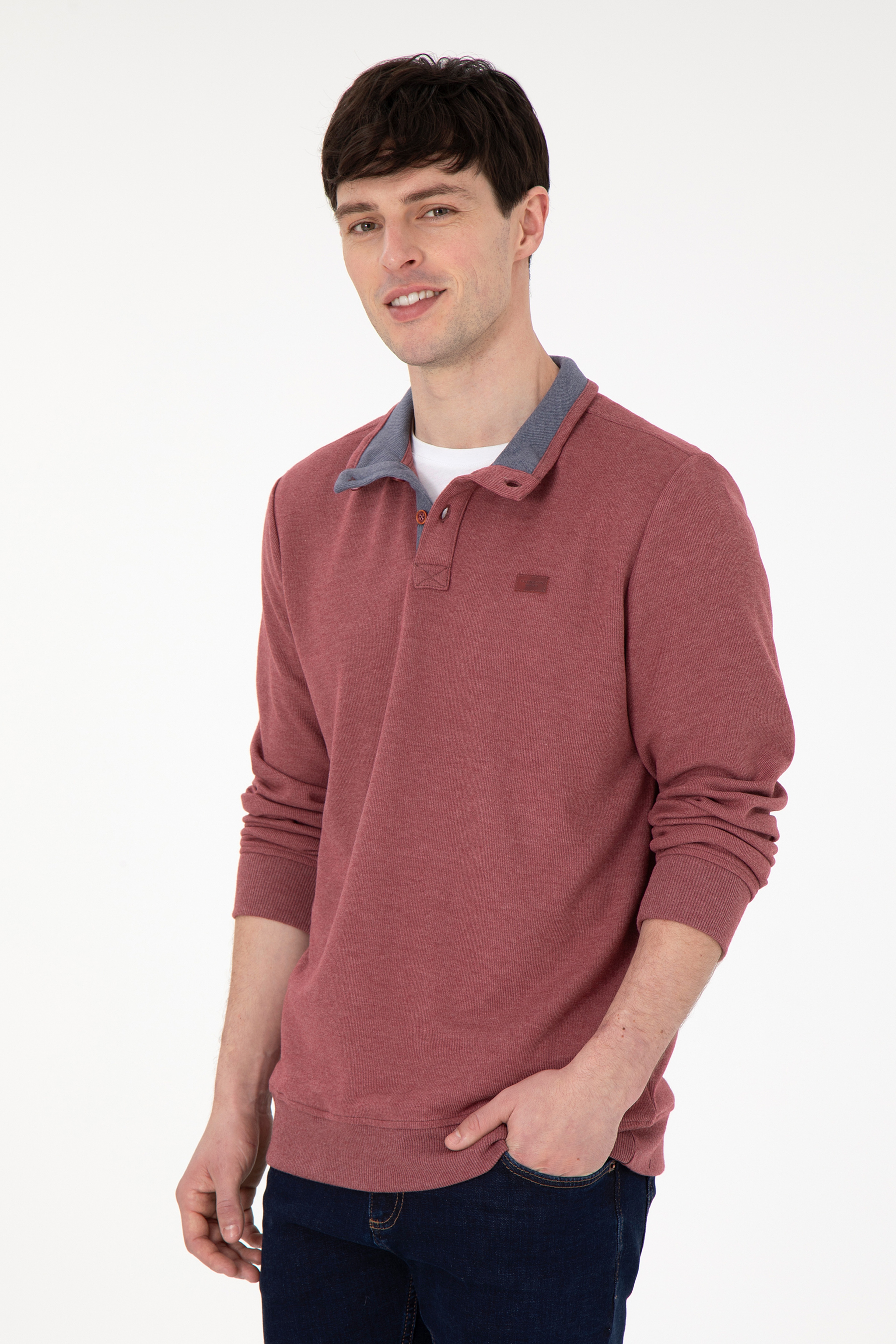 Erkek Bordo Sweatshirt - Image 1