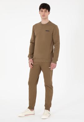 Erkek Regular Fit Bisiklet Yaka Haki Sweatshirt - 50292362004