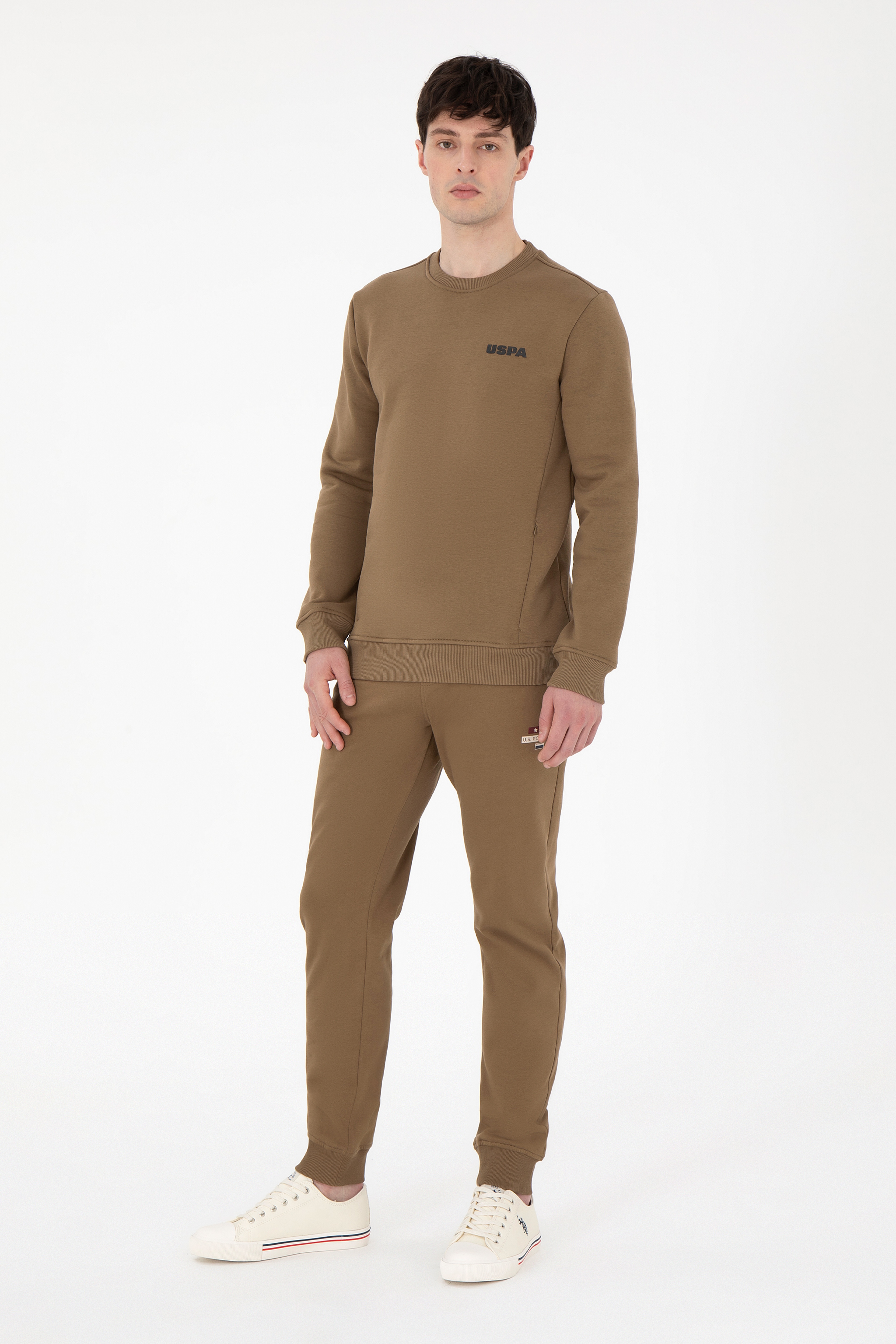 Erkek Regular Fit Bisiklet Yaka Haki Sweatshirt