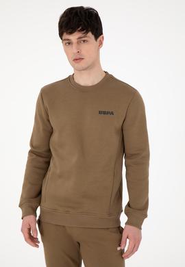Erkek Regular Fit Bisiklet Yaka Haki Sweatshirt - 50292362004