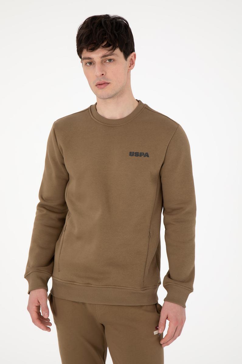 Erkek Regular Fit Bisiklet Yaka Haki Sweatshirt