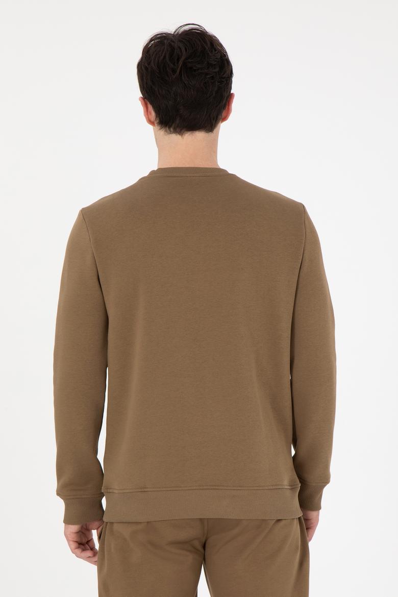 Erkek Regular Fit Bisiklet Yaka Haki Sweatshirt - 50292362004