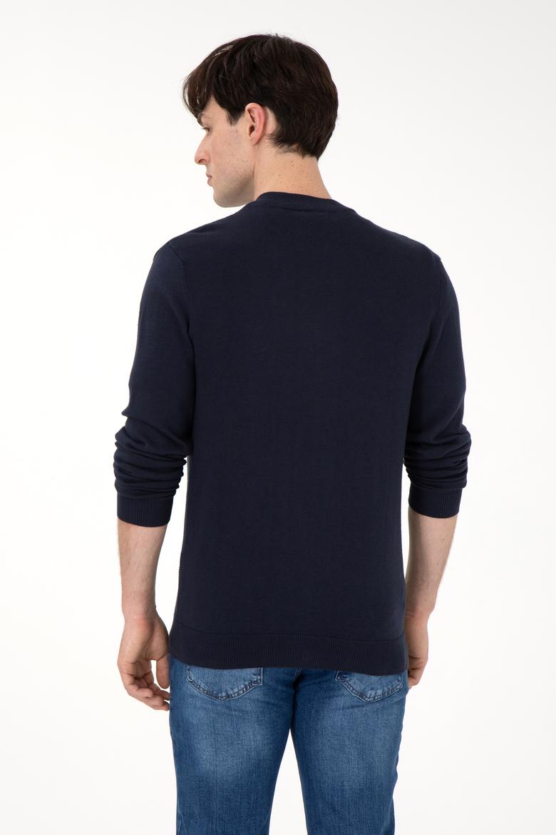 Erkek Lacivert Basic Triko Hırka - 50288870026