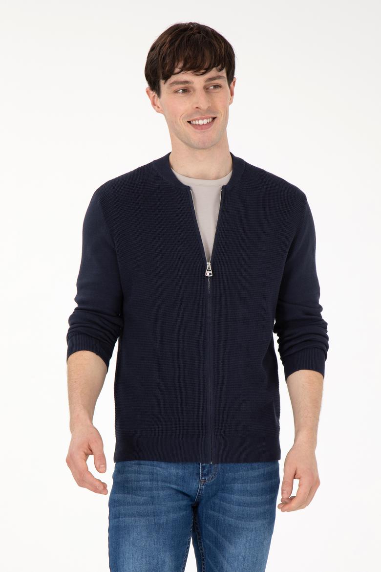 Erkek Lacivert Basic Triko Hırka