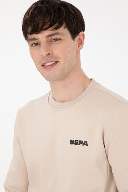 Erkek Regular Fit Bisiklet Yaka Taş Sweatshirt