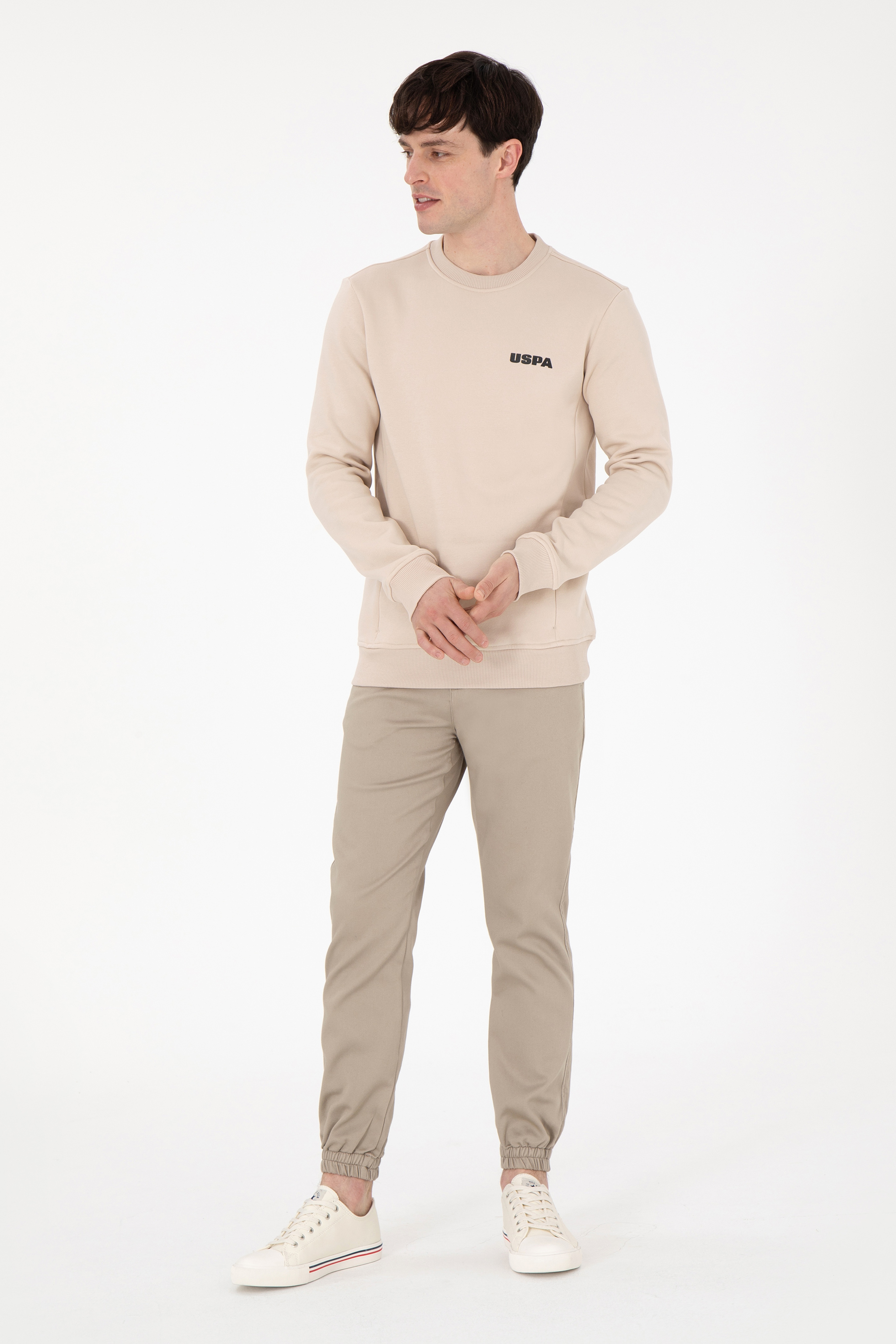 Erkek Regular Fit Bisiklet Yaka Taş Sweatshirt
