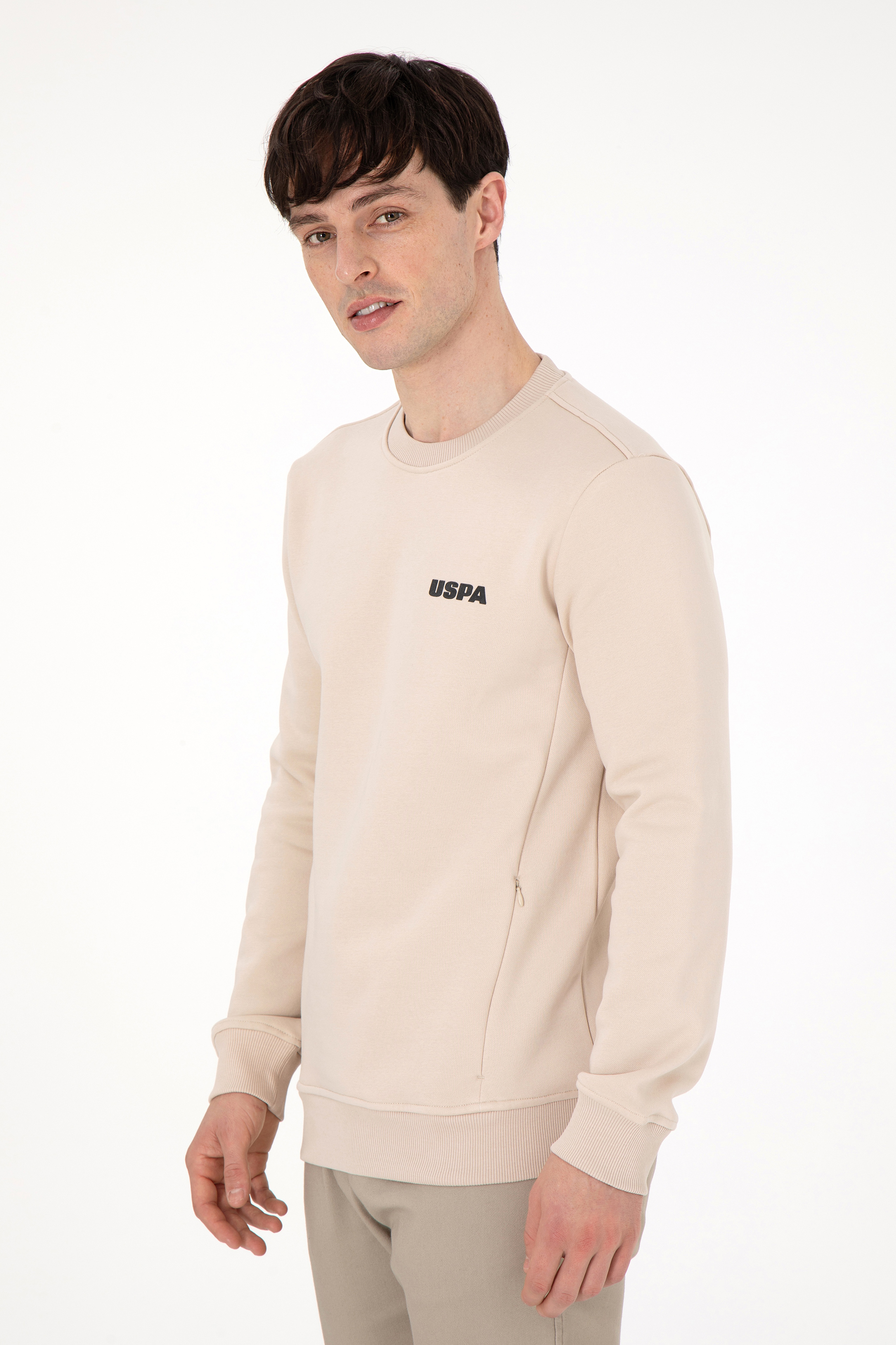 Erkek Regular Fit Bisiklet Yaka Taş Sweatshirt