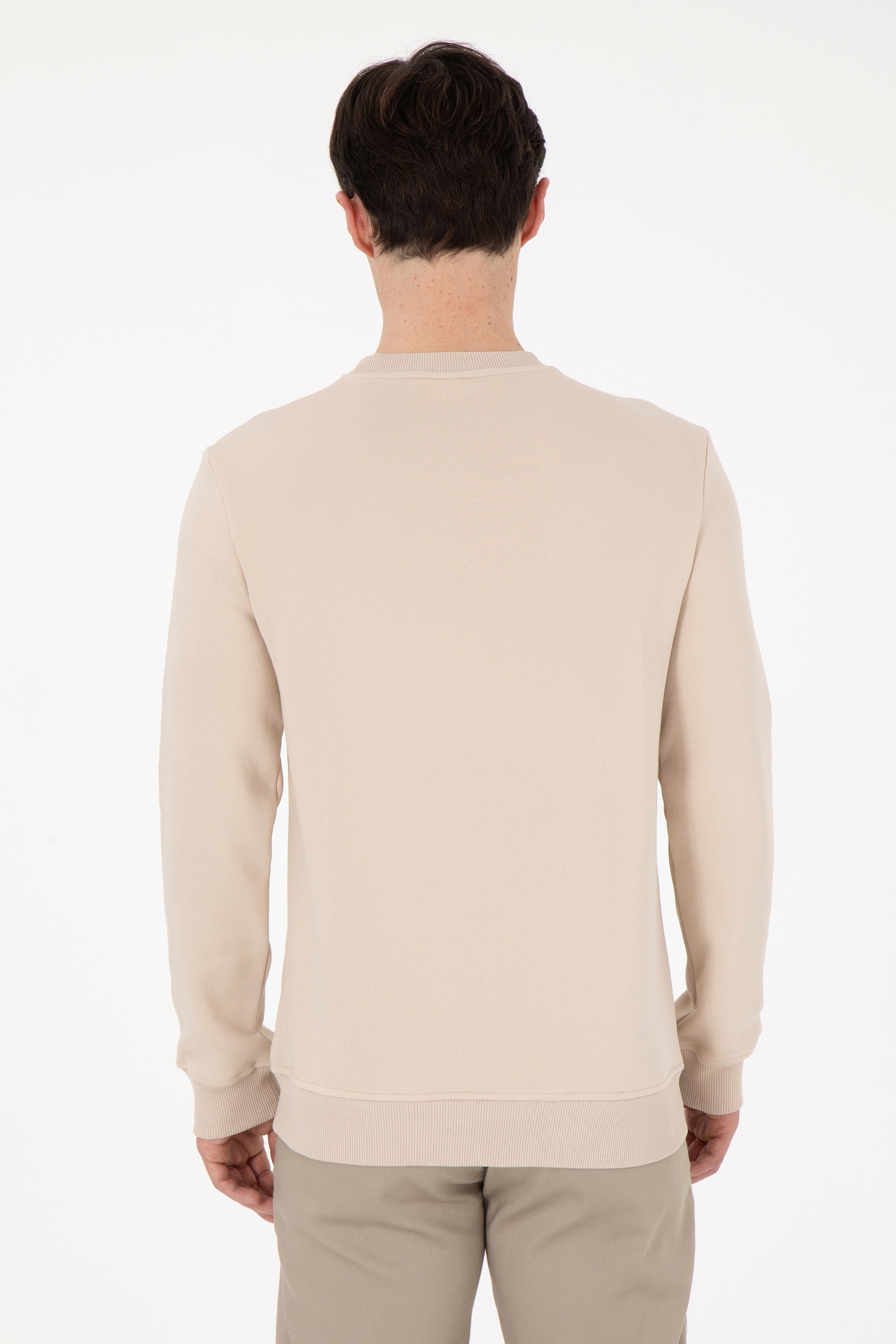 Erkek Regular Fit Bisiklet Yaka Taş Sweatshirt