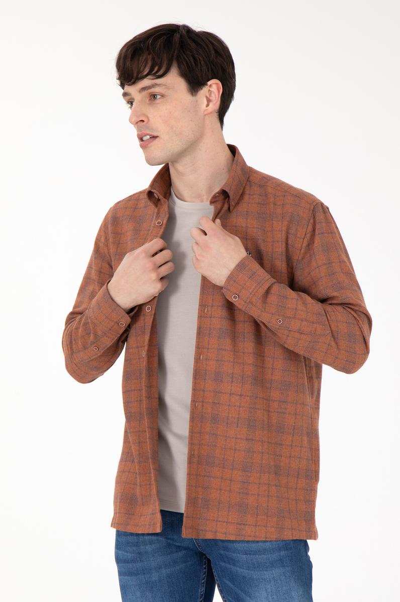 Erkek Kiremit Uzun Kollu Gömlek