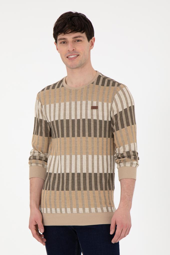 Erkek Regular Fit Bisiklet Yaka Taş Sweatshirt