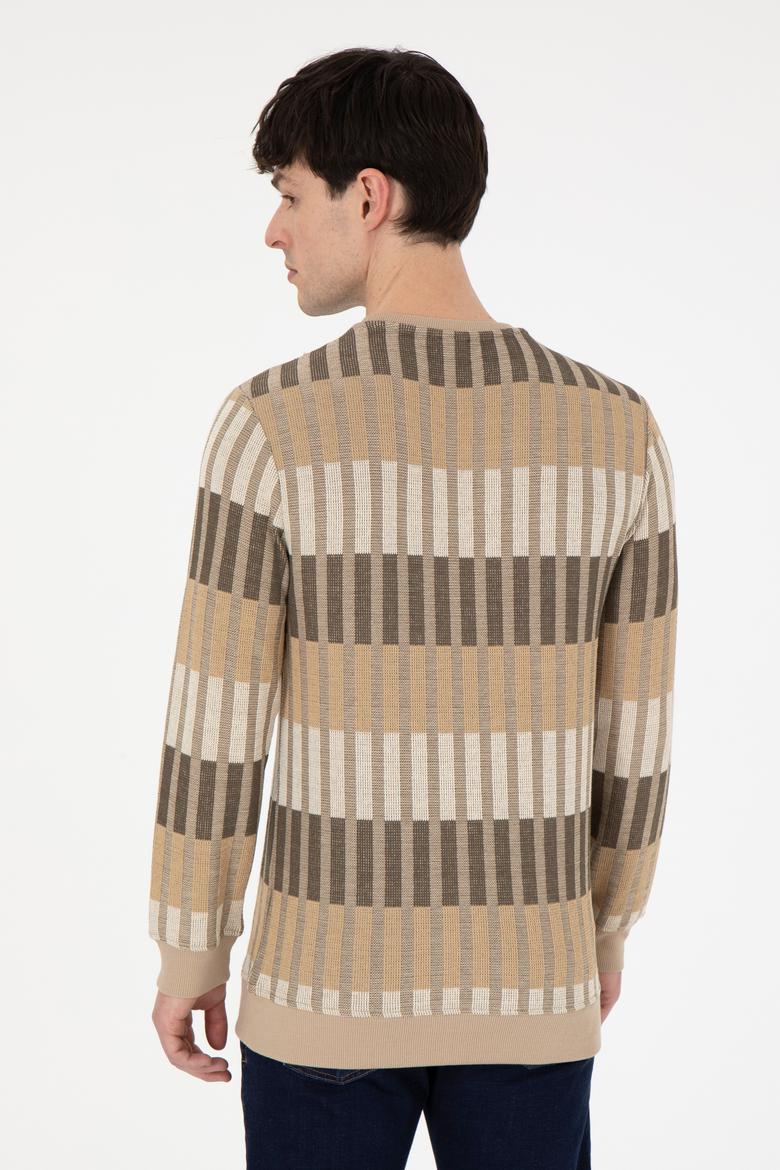 Erkek Regular Fit Bisiklet Yaka Taş Sweatshirt - 50290623017