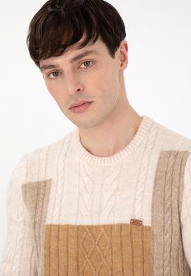 Erkek Regular Fit Bisiklet Yaka Krem Kazak - 50292678015