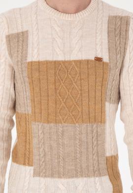 Erkek Regular Fit Bisiklet Yaka Krem Kazak - 50292678015