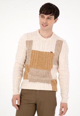 Erkek Regular Fit Bisiklet Yaka Krem Kazak - 50292678015