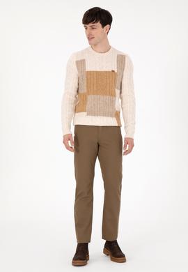 Erkek Regular Fit Bisiklet Yaka Krem Kazak - 50292678015