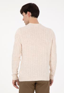 Erkek Regular Fit Bisiklet Yaka Krem Kazak - 50292678015