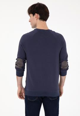 Erkek Regular Fit Bisiklet Yaka İndigo Sweatshirt - 50290763023
