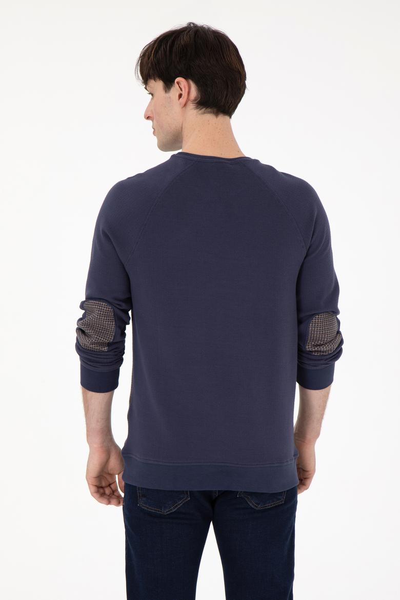 Erkek Regular Fit Bisiklet Yaka İndigo Sweatshirt - 50290763023