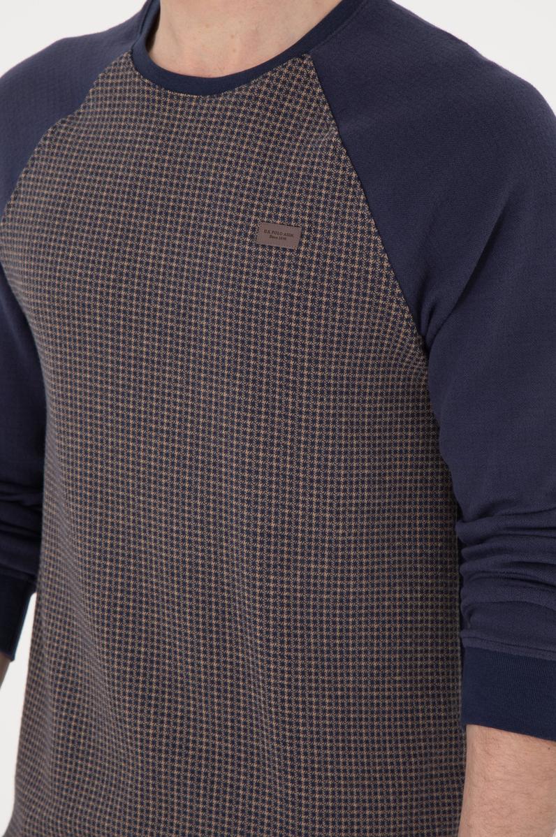 Erkek Regular Fit Bisiklet Yaka İndigo Sweatshirt