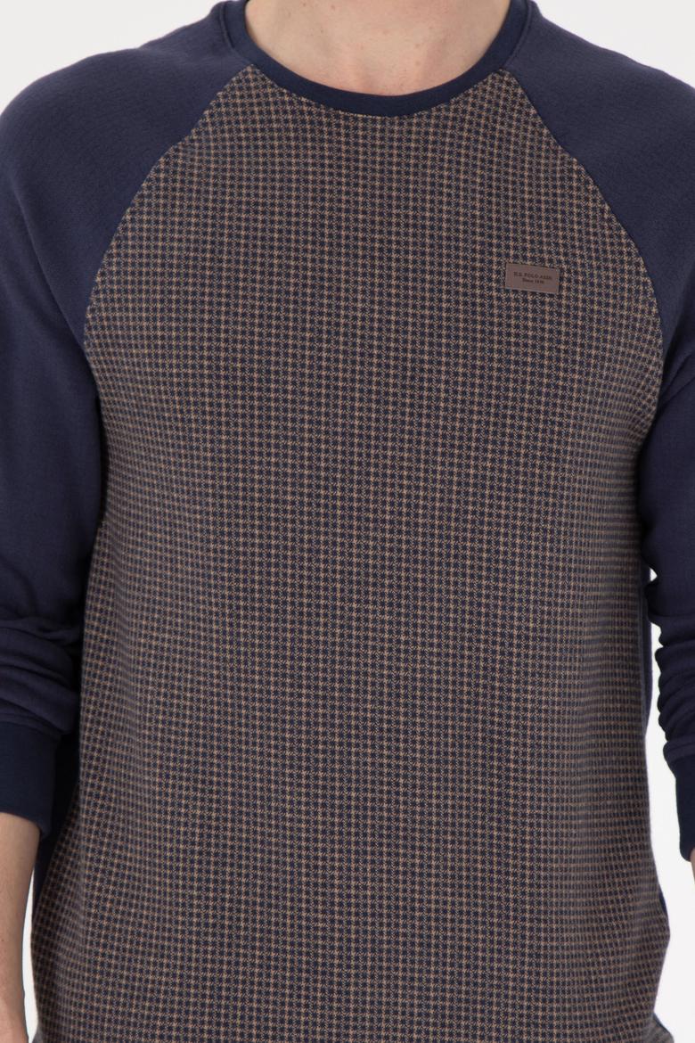 Erkek Regular Fit Bisiklet Yaka İndigo Sweatshirt - 50290763023