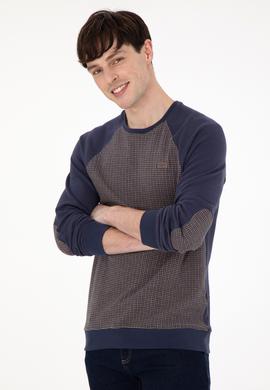 Erkek Regular Fit Bisiklet Yaka İndigo Sweatshirt - 50290763023