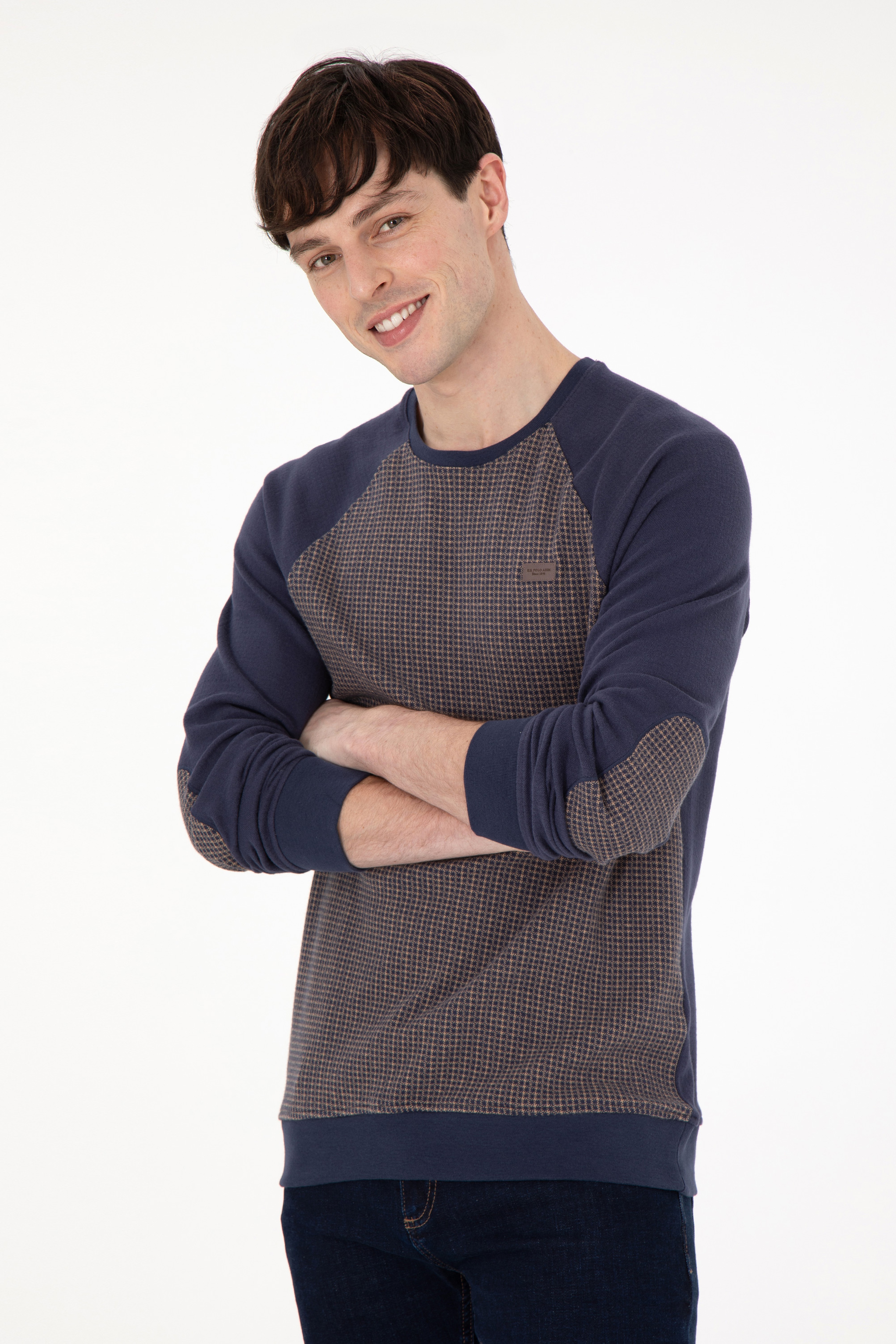 Erkek Regular Fit Bisiklet Yaka İndigo Sweatshirt