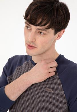 Erkek Regular Fit Bisiklet Yaka İndigo Sweatshirt - 50290763023